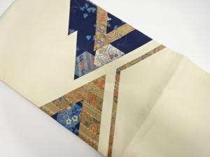 未使用品　切りばめ　花模様　袋帯